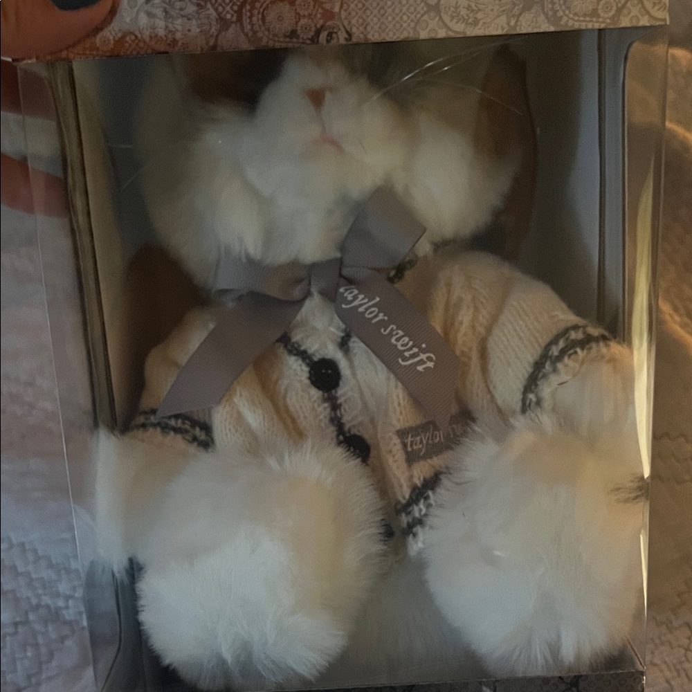 Taylor Swift Plush Cat with Cream and Gray Accents